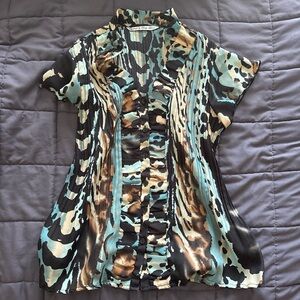 Y2K Signature by Larry Levine Animal Print Blouse